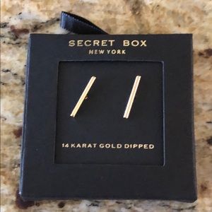 Pretty Girl Swag Jewelry Jewelry - 14K Gold Dipped Secret Box New York Bar Earrings Pretty Girl Swag Jewelry Jewelry - 14K Gold Dipped Secret Box New York Bar Earrings